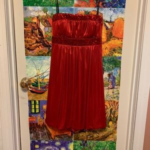 Taboo red bubble strapless prom dress sz 15/17